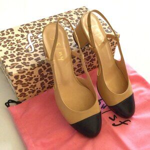 Chanel like Slingback Pumps in Tan & Black Sz 8.5